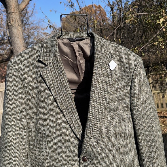 NWT Jos a Banks Harris Tweed Hand Woven Blazer 42 s Black...
